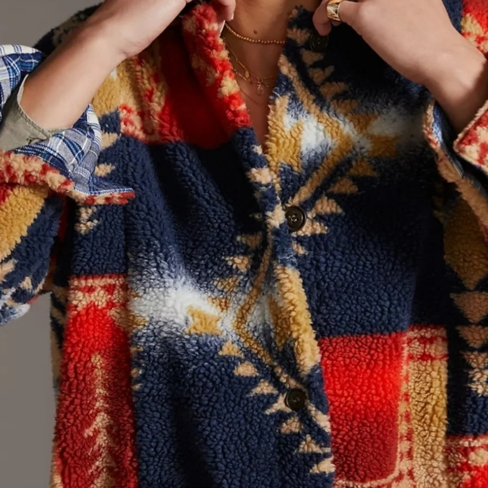 Women’s Anthropologie Pilcro Sherpa  Multicolor Patterned Coat